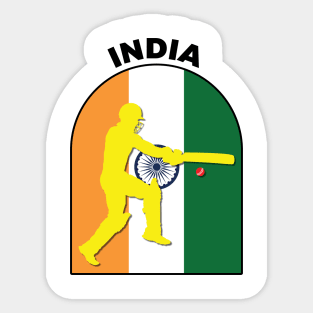 India Cricket Batsman India Flag Sticker